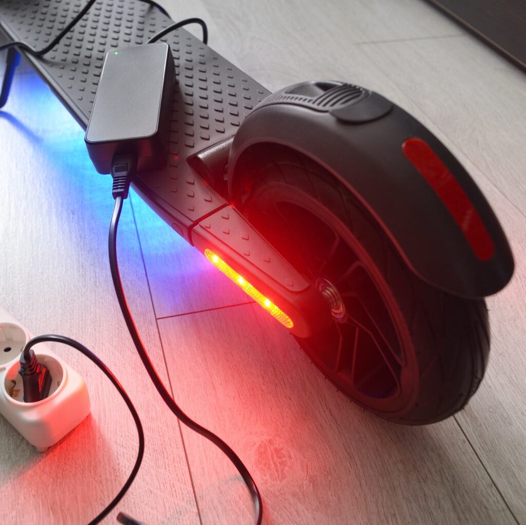 Battery charging process of electric scooter.